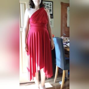 Chic Red Multiway Midi Dress